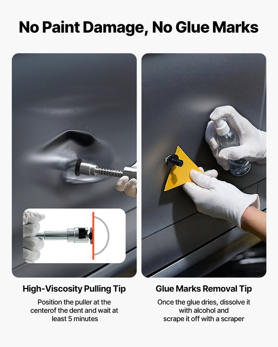 VEVOR Dent Puller Kit, 61 PCS Paintless Dent Removal Kit with Golden Lifter, Slide Hammer T-Bar, Glue Gun, Auto Body Hail Damage Repair Remover Tools for Car Refrigerator Large Small Door Ding Repair
