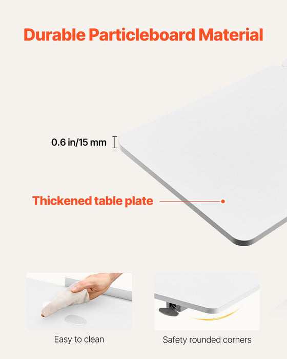 VEVOR Overbed Table, Mobile Bed Side Table with Flip Desktop and 4 Hidden Wheels, Height & Angle Adjustable Rolling Laptop Desk with Cup Holder, Portable Over Bed Desk for Home, Office, Study, White