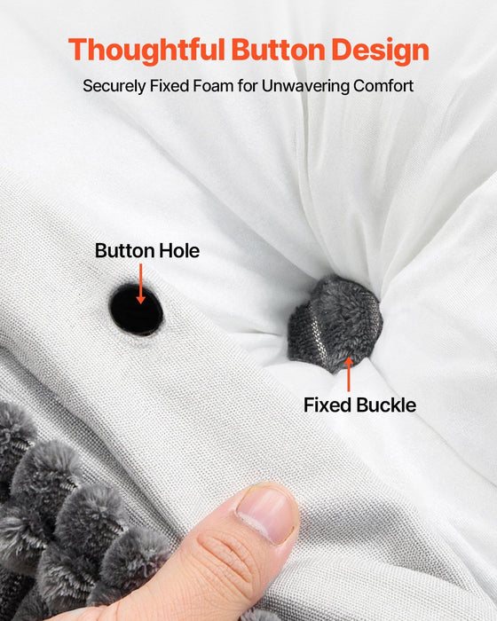 Headboard Pillow, King Size Wedge Headboard Pillow with 2 Side Pockets and 2 Headrests, Bed Wedge Pillow with Washable Flannel Cloth, for Reading, Gaming, Resting, Working in Bed, Grey