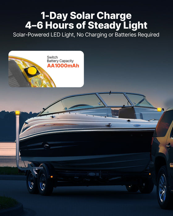 Boat Trailer Guide, 1175mm with LED Light Trailer Guide Poles, 2PCS High-Hardness Steel Guide-Ons, Wide Adjustable Trailers Guides with PVC Pipes, for Ski Boat, Fishing Boat or Sailboat Trailers