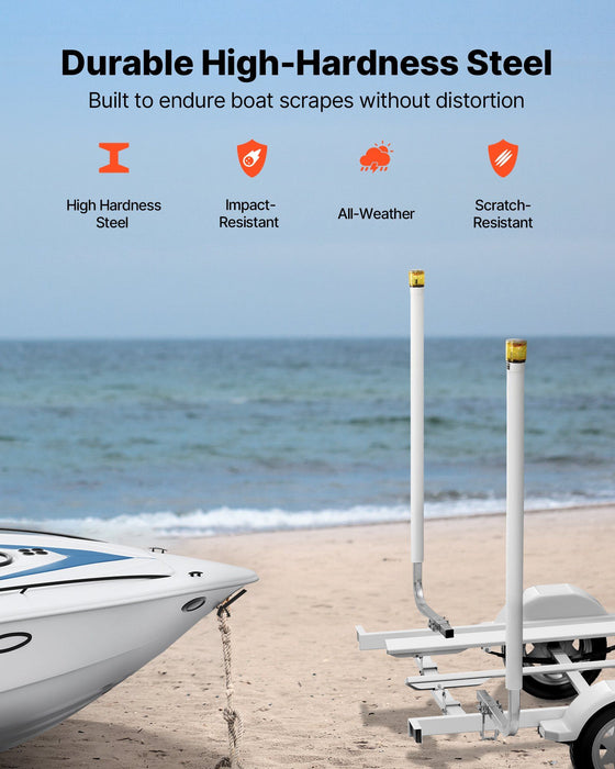 Boat Trailer Guide, 1670mm with LED Light Trailer Guide Poles, 2PCS High-Hardness Steel Guide-Ons, Wide Adjustable Trailers Guides with PVC Pipes, for Ski Boat, Fishing Boat, Sailboat Trailers