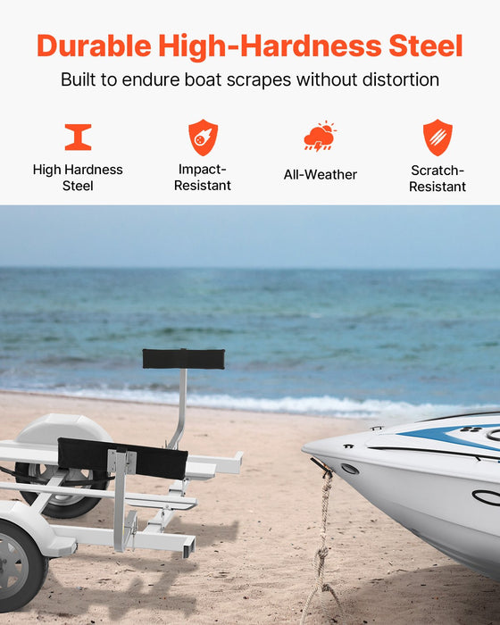 VEVOR Boat Trailer Guide, 2PCS Adjustable Short Bunk Guide-Ons, Hardened Steel Trailer Guide Poles with Soft Cushion, Heavy Duty Roller Guide Design, for Ski Boat, Fishing Boat or Sailboat Trailer