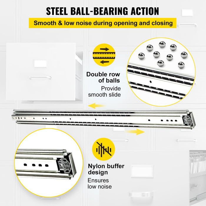 VEVOR Drawer Slide Soft Close Drawer 1Pair 52" Ball Bearing Full Extension 500lb