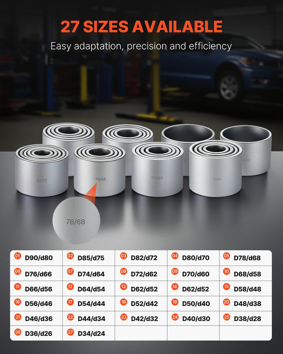 Pull and Press Sleeve Kit, 36 PCS, Steel Bush Removal Insertion Sleeve Tools with Carrying Case, Compatible with LCV and HGV Engines, for Removing and Installing Bushings, Bearings, and Seals