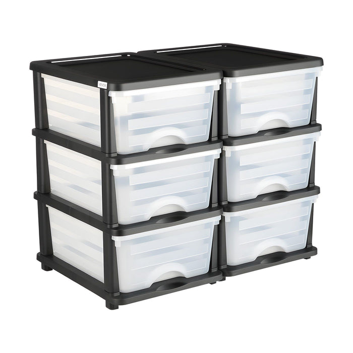 Plastic Storage Drawers, 2 Pack Storage Organizer Drawer, 6 Drawers Closet Organization and Storage Dividers, Dresser Organizer Clear Bins for Office Supplies, Craft Rooms, Classrooms and Home