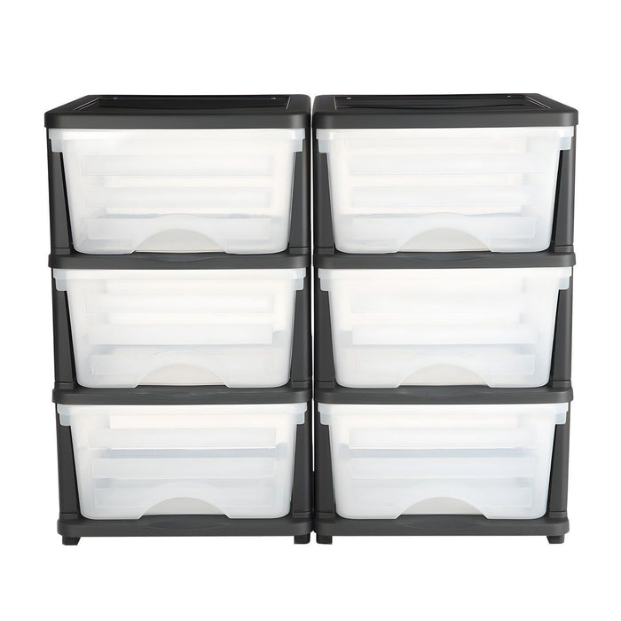 Plastic Storage Drawers, 2 Pack Storage Organizer Drawer, 6 Drawers Closet Organization and Storage Dividers, Dresser Organizer Clear Bins for Office Supplies, Craft Rooms, Classrooms and Home