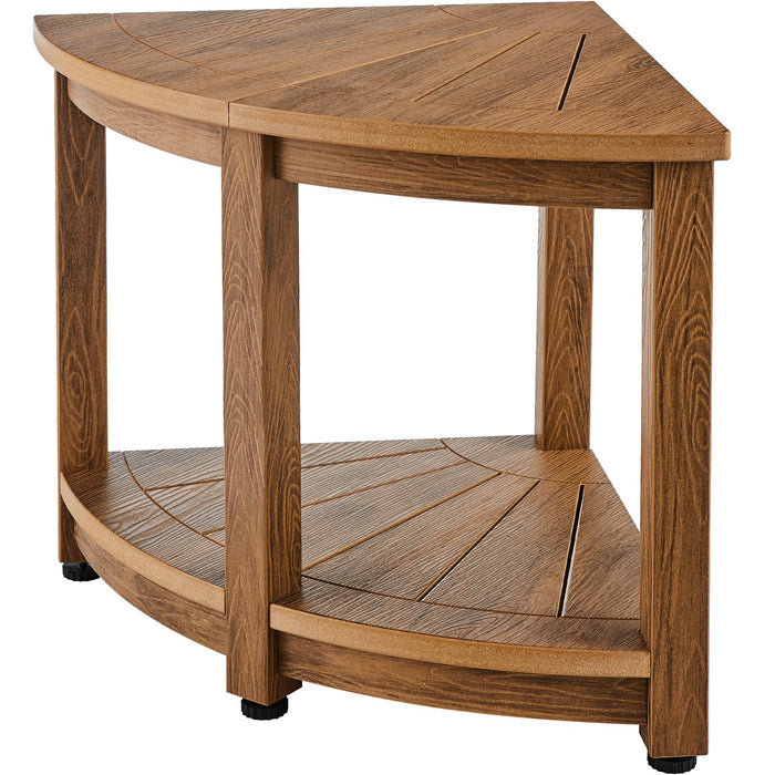 VEVOR Corner Shower Bench, 18.5" Height 17.75" Radius, Faux Wood Grain Polystyrene,159KGS with Storage Shelf, Water Resistant, Shower Stool for Inside & Outside Shower, for Bathroom, Living Room