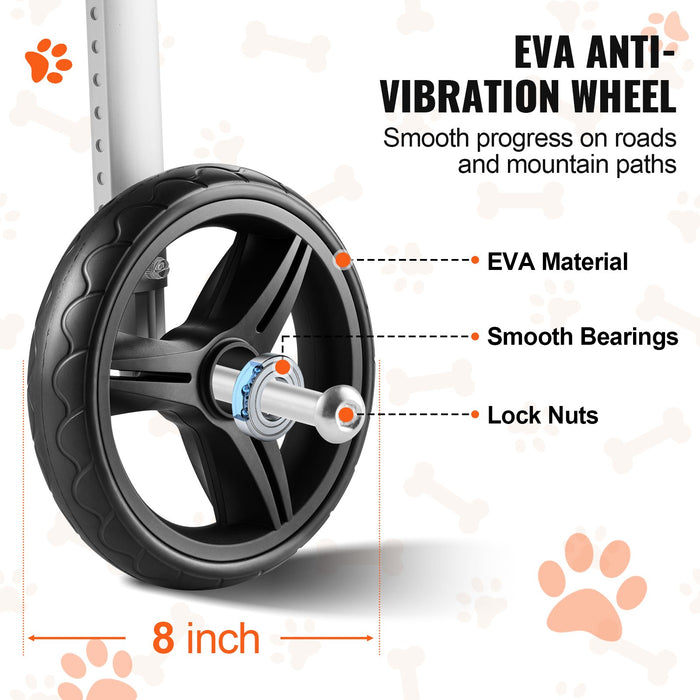 VEVOR 2 Wheels Dog Wheelchair for Back Legs, Pet Wheelchair Lightweight & Adjustable Assisting in Healing,  Dog Cart/Wheelchair for Injured, Disabled, Paralysis, Hind Limb Weak Pet(M)