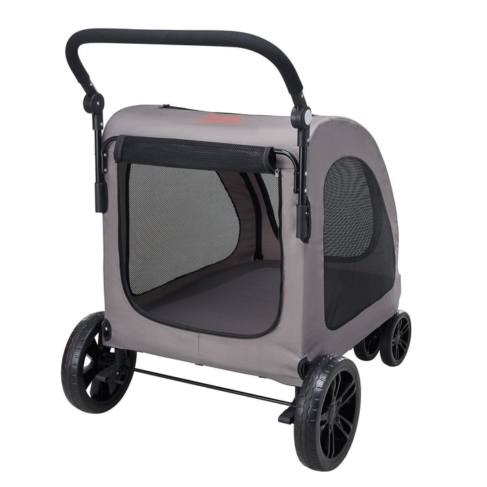 Pet Stroller, 4 Wheels Dog Stroller with Brakes, 160lbs Weight Capacity, Portable Puppy Stroller Carrier with Breathable Mesh Windows & Height-Adjustable Height, Animal Stroller for Cats & Dogs