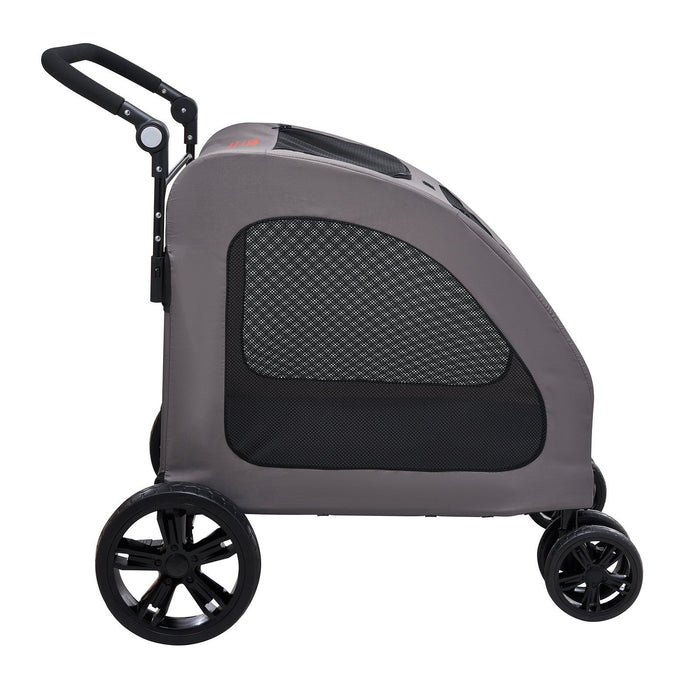 Pet Stroller, 4 Wheels Dog Stroller with Brakes, 160lbs Weight Capacity, Portable Puppy Stroller Carrier with Breathable Mesh Windows & Height-Adjustable Height, Animal Stroller for Cats & Dogs