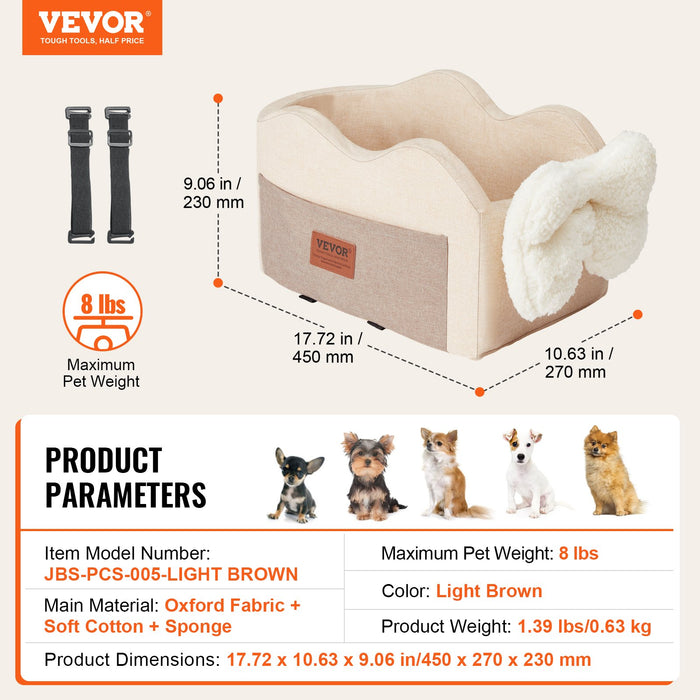 VEVOR Center Console Dog Car Seat Dog Booster Car Seat for Small Dog 3.6 kg