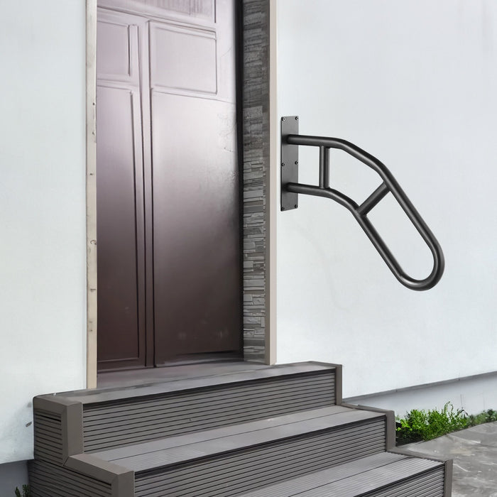 VEVOR Handrails for Outdoor Steps, 29" Length Wall Mount Safety Railings for 1-3 Steps, U-Shaped Handrail with Matte Black Finished, Stair Handrails for Kids, Elderly, Pregnant Women, Disabled