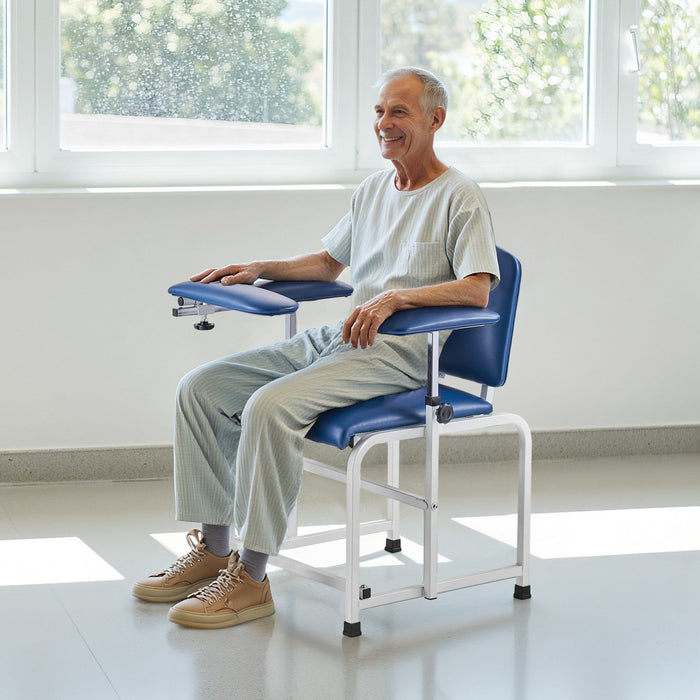 Phlebotomy Chair, Blood Draw Chair with Adjustable Armrests and Flip Arm, 181KG/400LBS Loading Blood Drawing Medical Chair with Soft Seat, Easy-to-Clean PVC Leather for Hospitals, Labs, Clinics
