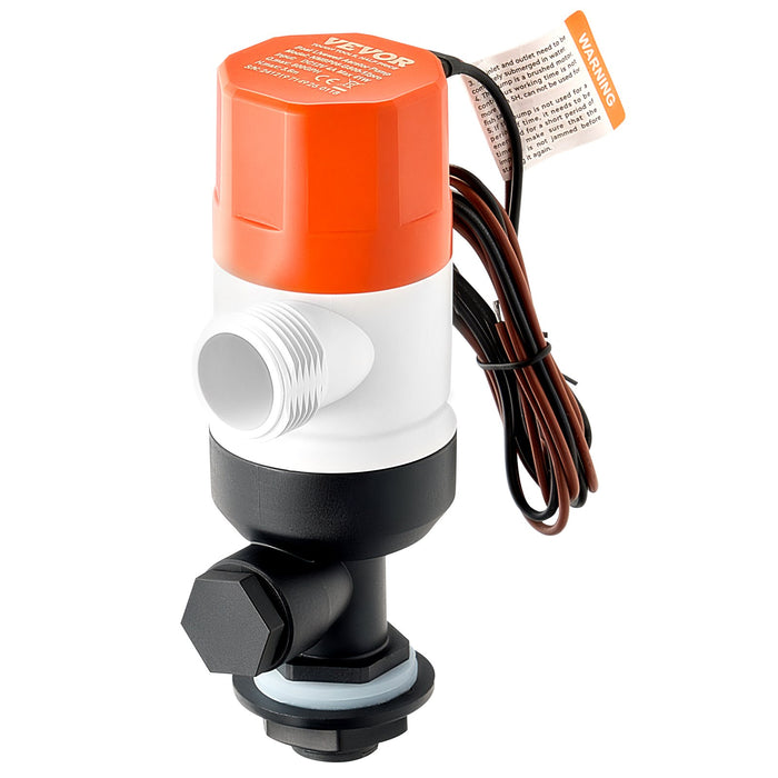 VEVOR Livewell Pump for Boat, 12V 800 GPH Straight Livewell Aerator Pump with Dual Inlet, ABA Housing & Detachable Motor Cartridge, Corrosion-Resistant Livewell/Baitwell Pump for Freshwater Saltwater
