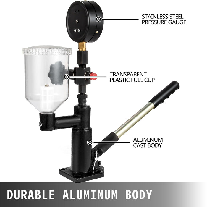 Diesel Injector Nozzle 
Pressure Tester Dual scale Manometer Test Tool 0-600Bar (0-8000PSI) 
60Mpa Test Pressure High Configuration