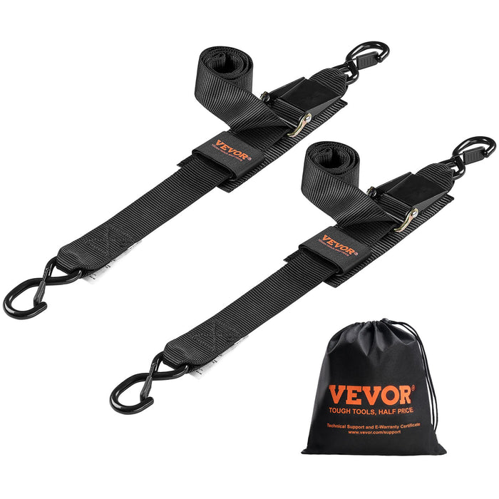 VEVOR Retractable Ratchet Straps, 5.08 cm x 121.92 cm Ratchet Tie Down Straps with Security Lock S Hooks, 2 Pack Heavy Duty Ratchet Straps with 680.4 kg Break Strength, for Trailers, Vehicles, Boat