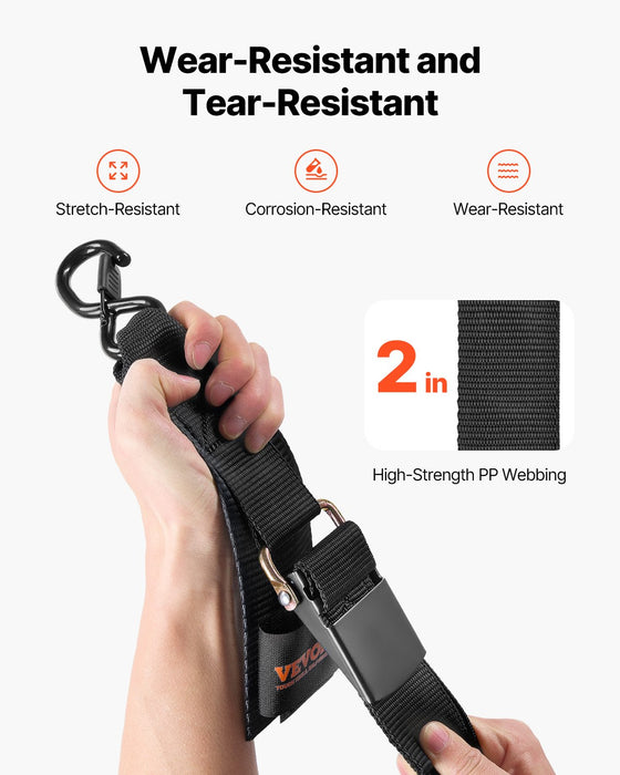 VEVOR Retractable Ratchet Straps, 5.08 cm x 121.92 cm Ratchet Tie Down Straps with Security Lock S Hooks, 2 Pack Heavy Duty Ratchet Straps with 680.4 kg Break Strength, for Trailers, Vehicles, Boat