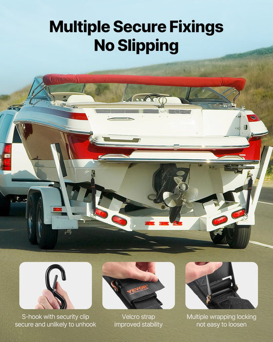 VEVOR Retractable Ratchet Straps, 5.08 cm x 121.92 cm Ratchet Tie Down Straps with Security Lock S Hooks, 2 Pack Heavy Duty Ratchet Straps with 680.4 kg Break Strength, for Trailers, Vehicles, Boat