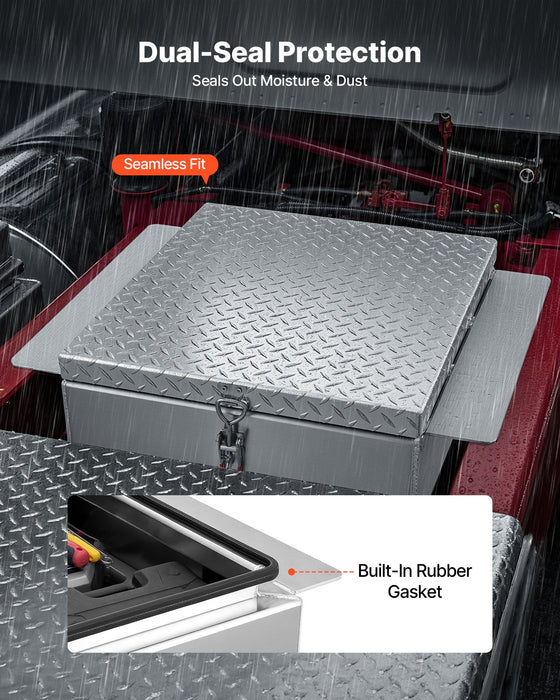VEVOR Truck Bed Tool Box, Heavy Duty Aluminum Tool Box with Diamond Plate, Storage Toolbox Chest Organizer Supports up to 100 kg, Ideal for Pickup, Truck Bed, RV, Trailer, 770 x 610 x 230 mm, Silver