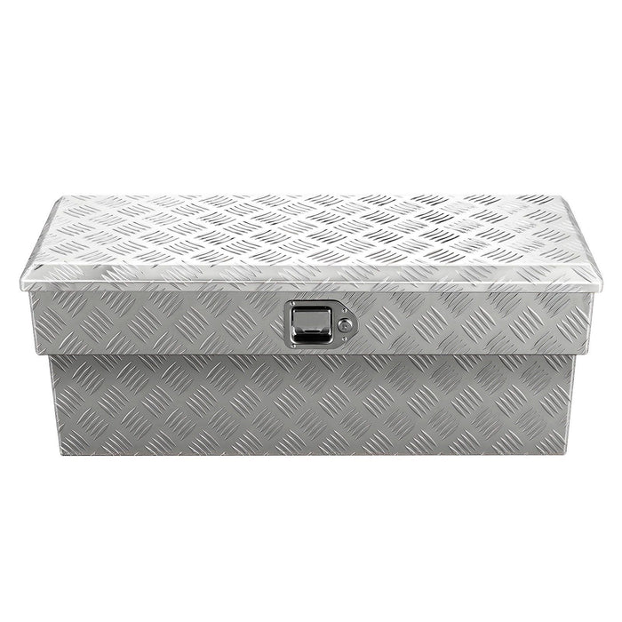 Truck Bed Tool Box, Heavy Duty Aluminum Tool Box with Tread Patterns, Storage Toolbox Chest Organizer with Lock and Key, Ideal for Pickup, Truck Bed, RV, Trailer, 864 x 305 x 390 mm, Silver