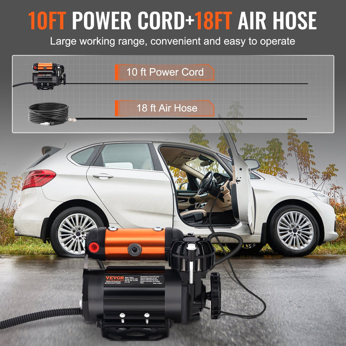 VEVOR Onboard Air Compressor Kit 150PSI Offroad Air Compressor Portable Tire Inflator Heavy Duty 3.5CFM Air Pump for Jeep SUV 4x4 Vehicle Compatibility with Air tools, Air horns, Lockers