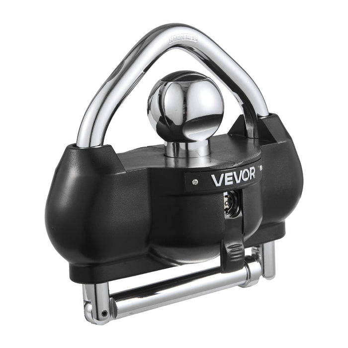Trailer Hitch Lock, Fits for 46 mm, 50.8 mm, 58.7 mm Couplers, Heavy-Duty Anti-Theft Trailer Ball Lock with 3 Keys, Prying-Resistant, Adjustable Height Design for RVs, Boats, Trailers, Black