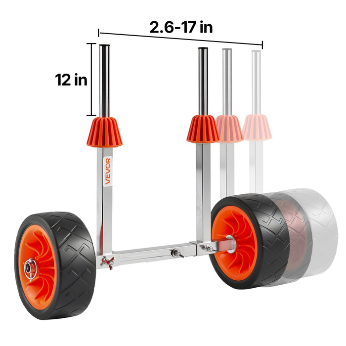 VEVOR Kayak Cart, 113.4 kg Load Capacity, Canoe Cart Dolly with 19.1 cm Solid Rubber Tires & Kickstand, Assembles & Disassembles Within Seconds, Paddle Board Trolley for Kayaks, Canoes, Paddleboards