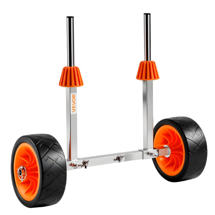 VEVOR Kayak Cart, 113.4 kg Load Capacity, Canoe Cart Dolly with 19.1 cm Solid Rubber Tires & Kickstand, Assembles & Disassembles Within Seconds, Paddle Board Trolley for Kayaks, Canoes, Paddleboards