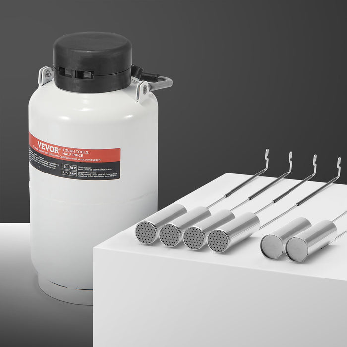 VEVOR Liquid Nitrogen Tank, 3 L Aluminum Alloy Liquid Nitrogen Container, LN2 Tank Dewar with 6 Canisters and Carry Bag with Straps, Cryogenic Tank for Beauty Industry, Semen Preservation, Scientific