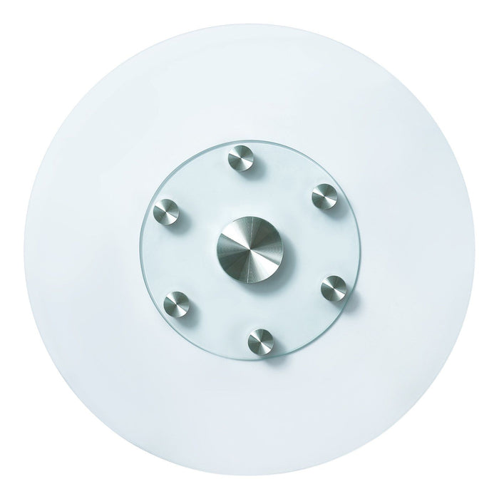 76.8 cm Glass Lazy Susan Turntable, Tempered Glass Dining Table Centerpiece with 6 Rotating Wheels, 360° Smooth & Silent Spin Tabletop Rotating Tray, for Family Gatherings, Banquets & Weddings