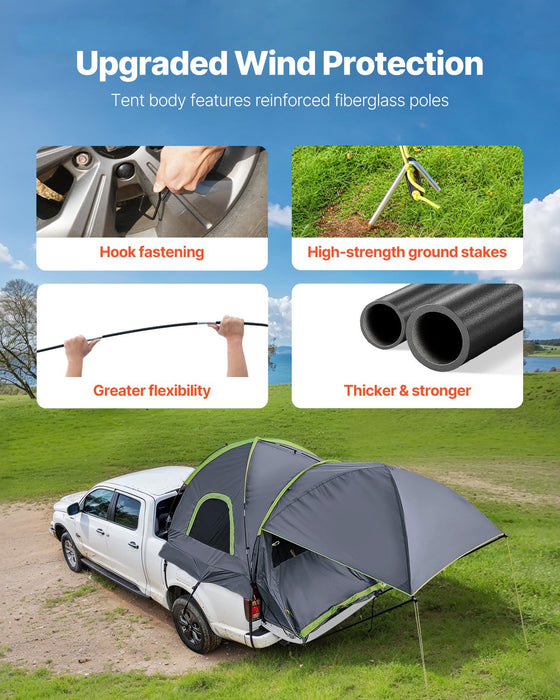 VEVOR Truck Tent 5.0-5.2ft Waterproof PU2000 Truck Bed Camping Tent 2-3 Person