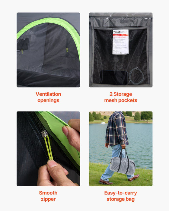Pickup Truck Tent, Fit 6.4-6.7 ft Truck Tents for Camping, Waterproof PU2000 2-3 Person Sleeping Truck Bed Tent with Double Layer Design Windows, Sturdy Truck Bed Camper Shell with Storage Bag