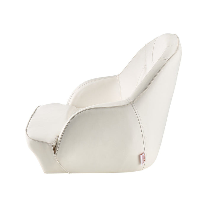Boat Seat, Low Backrest, Boat Seat Captain Bucket Seat with Thickened Sponge Cushion & Waterproof PVC Leather, Ergonomic Design, Suitable for Fishing Boats, Yachts, Ships, White