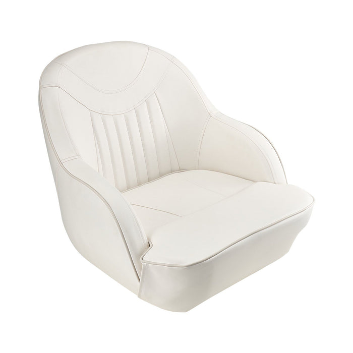 Boat Seat, Low Backrest, Boat Seat Captain Bucket Seat with Thickened Sponge Cushion & Waterproof PVC Leather, Ergonomic Design, Suitable for Fishing Boats, Yachts, Ships, White