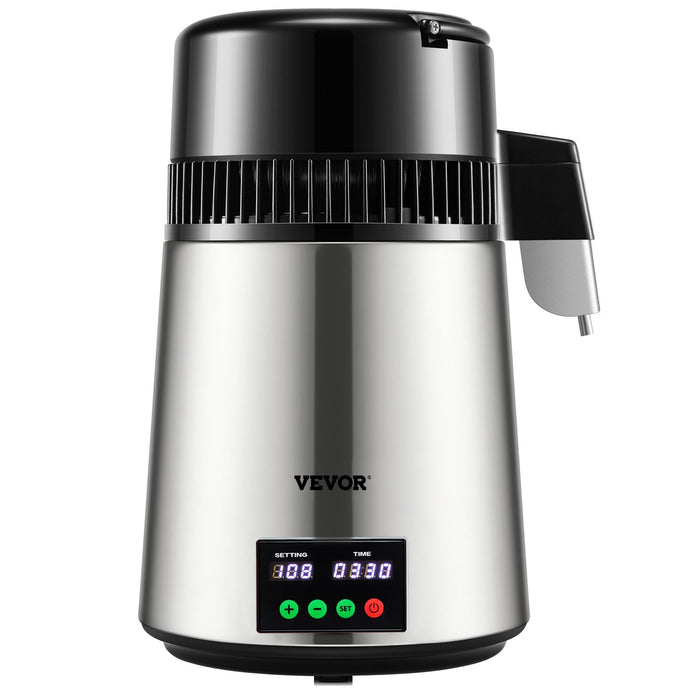 VEVOR 4L Water Distiller 1L/H Distilled Water Maker Timing & Temp Display Silver