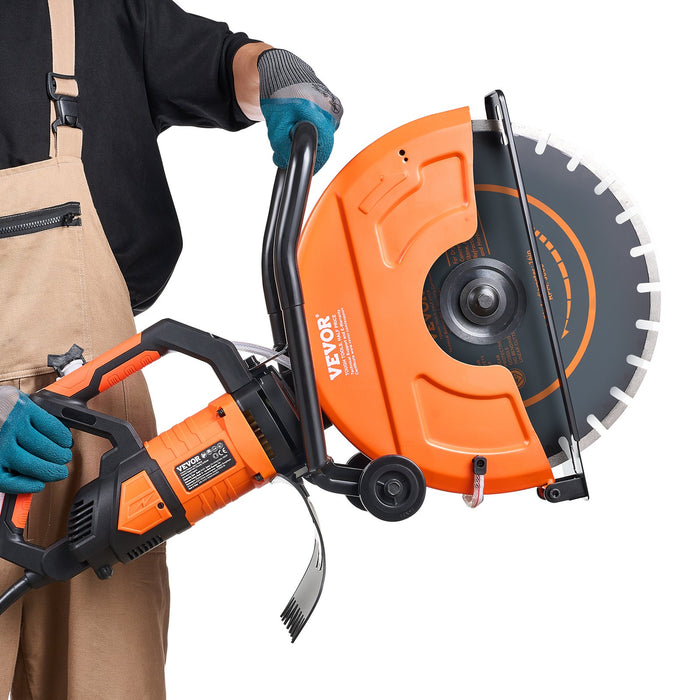 VEVOR Electric Concrete Saw, 16 in, 2800 W 15 A Motor Circular Saw Cutter with Max. 6 in Adjustable Cutting Depth, Wet Disk Saw Cutter Includes Water Line, Pump and Blade, for Stone, Brick