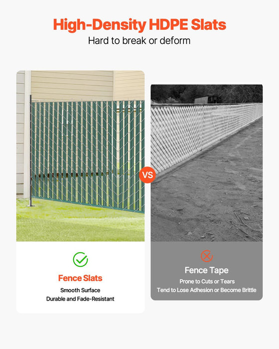 Bottom Locking Privacy Slats, Single-Wall Vertical Bottom-Locking Slats for Chain-Link Fence, High-Density HDPE Chain Link Slats Ideally Fit 1.5 m High Fence for Garden Farm Sports Field(Green)