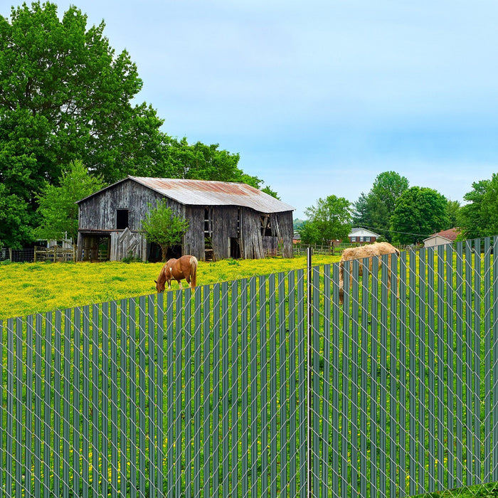 Bottom Locking Privacy Slats, Single-Wall Vertical Bottom-Locking Slats for Chain-Link Fence, High-Density HDPE Chain Link Slats Ideally Fit 1.5 m High Fence for Garden Farm Sports Field(Green)