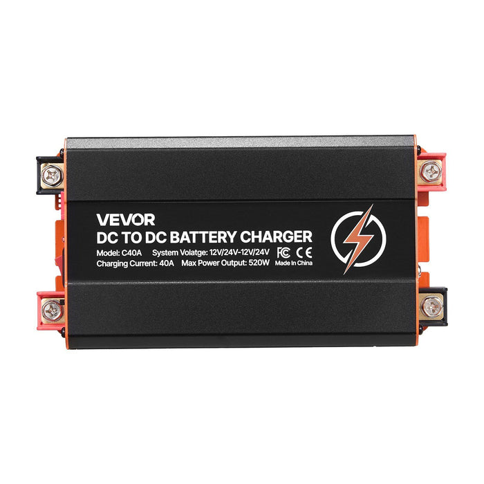 DC to DC Battery Charger, 520W, 40A Alternator Charger, Fast DC-DC Charging for Portable Power Stations, Compatible with LiFePO4 Lead-Acid AGM GEL Batteries, for RVs, Cars, Home Backup Power