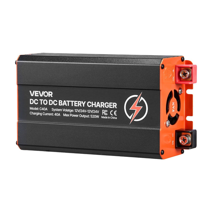 DC to DC Battery Charger, 520W, 40A Alternator Charger, Fast DC-DC Charging for Portable Power Stations, Compatible with LiFePO4 Lead-Acid AGM GEL Batteries, for RVs, Cars, Home Backup Power