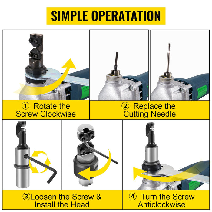VEVOR Electric Nibbler 1.8mm Heavy Duty Metal Sheet Cutter Stainless Steel 380W