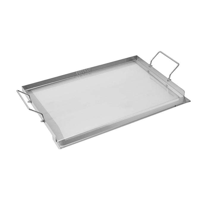 VEVOR Stainless Steel Griddle, 23x16 inch Universal Flat Top Rectangular Plate, Gas Grill Griddle for BBQ Grill, Teppanyaki, Portable Family Cookware with Handle, for Camping Tailgating Party