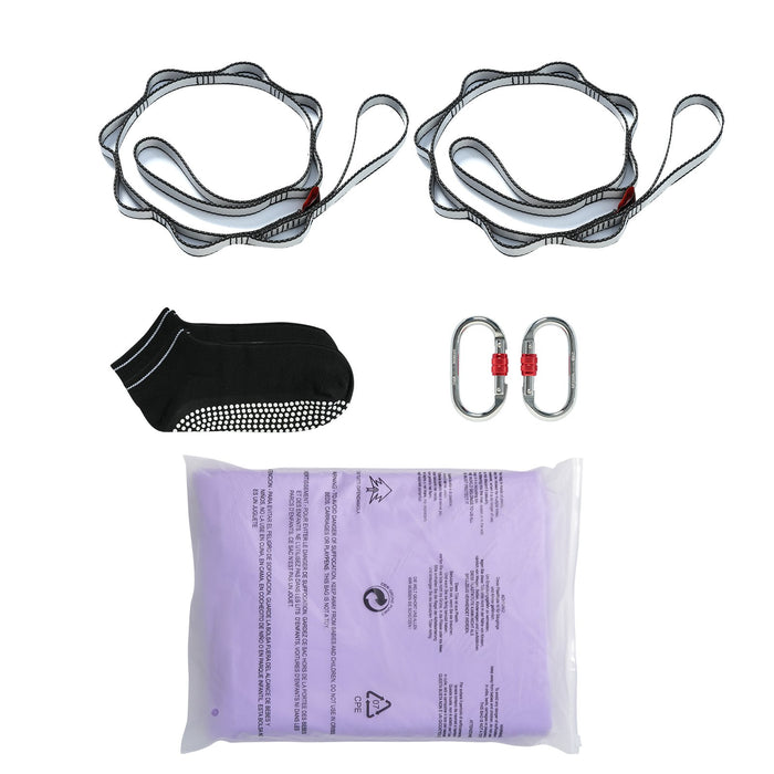 VEVOR Aerial Yoga Hammock & Swing, 4 m Length, Yoga Starter Kit with 100gsm Nylon Fabric, Full Rigging Hardware and Easy Set-up Guide, Antigravity Flying for All Levels Fitness Bodybuilding, Purple