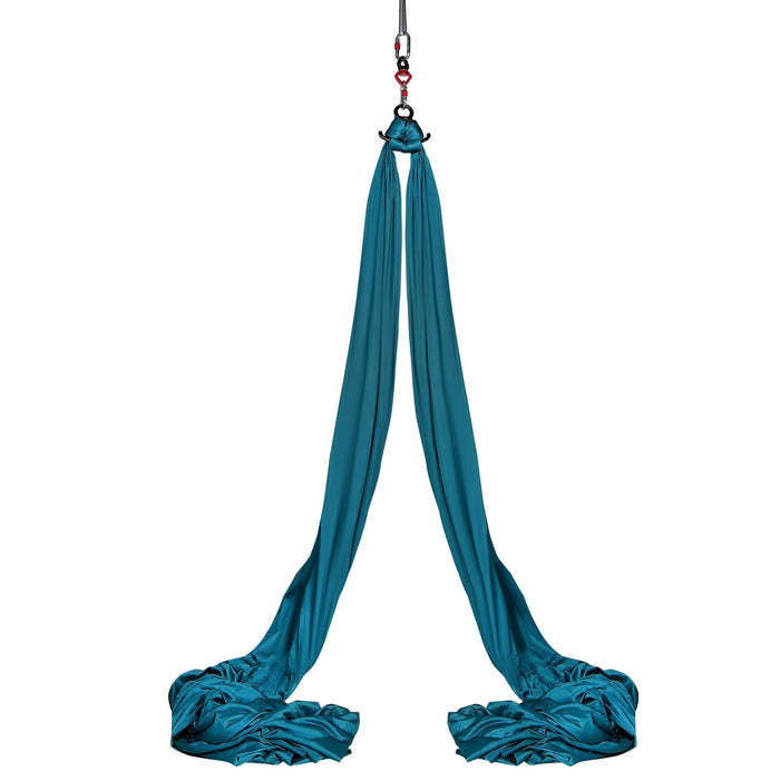 VEVOR Aerial Silk & Yoga Swing, 8 m Length, Aerial Yoga Hammock Kit with 100gsm Nylon Fabric, Full Rigging Hardware & Easy Set-up Guide, Antigravity Flying for All Levels Fitness Bodybuilding, Green