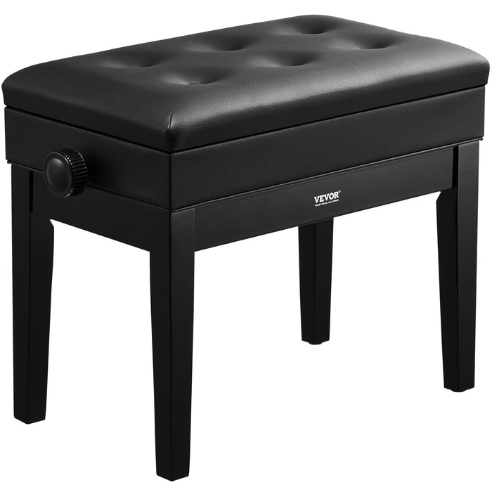 VEVOR Piano Bench, Keyboard Piano Chair with 19.3"-22.8" Adjustable Height, Padded Cushion, Storage Compartment for Music Books, Heavy Duty Wooden Piano Stool Seat, for Vanity, Living Room, Bedroom