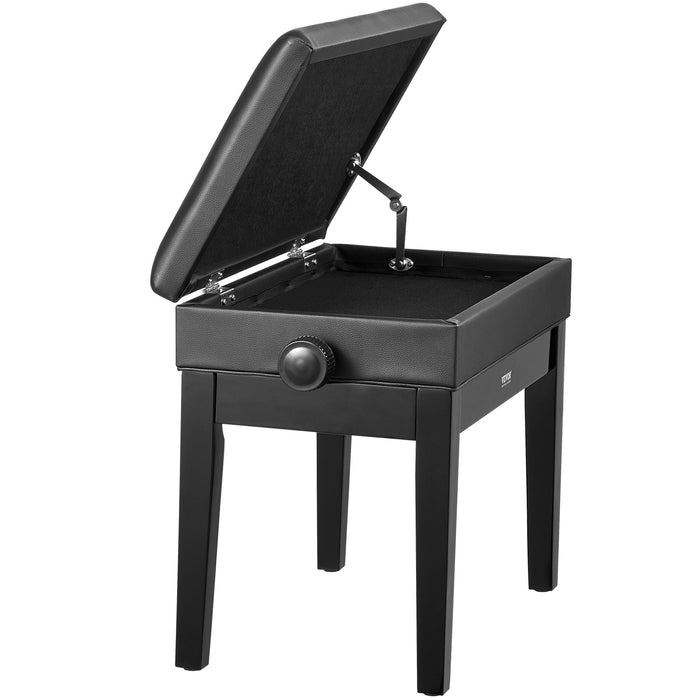 VEVOR Piano Bench, Keyboard Piano Chair with 19.3"-22.8" Adjustable Height, Padded Cushion, Storage Compartment for Music Books, Heavy Duty Wooden Piano Stool Seat, for Vanity, Living Room, Bedroom