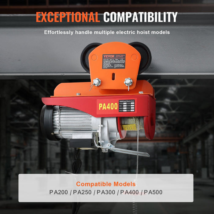 Electric Hoist Manual Trolley, 1 Ton Load Capacity for PA200 PA250 PA300 PA400 PA500, Push Beam Trolley with Dual Wheels, 68 mm-110 mm Adjustable Beam Flange Width for Straight Curved I Beam