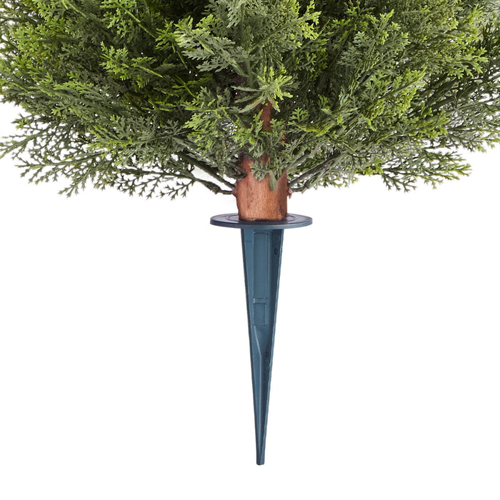 VEVOR Artificial Topiary Cypress Trees with Ground Spike, 2 Set 406mm Faux Shrubs & Bushes Potted Plants, Fake Silk Tree Look Real for Decor Front Porch Outdoor Indoor Patio Garden Balcony Backyard