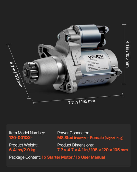 Starter 17825, Starter Motor Replacement Compatible with Toyota Camry V6 3.5L 2007-2017, Lexus ES350 V6 3.5L 2007-2018, Scion XB L4 2.4L 2008-2015, OEM 228000-9900 17338 410-52205 28100-20021