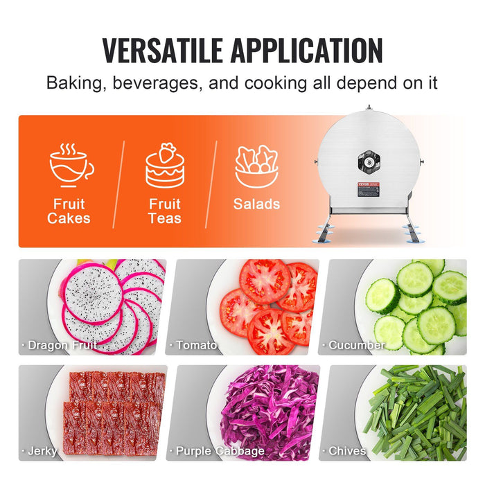 Electric Vegetable Slicer, 0-0.5"/0-12mm Thickness Adjustable Commercial Slicer Machine, Convertible to Manual, Stainless Steel Food Cutter Slicing Machine, for Potato, Lemon, Tomato, Apple